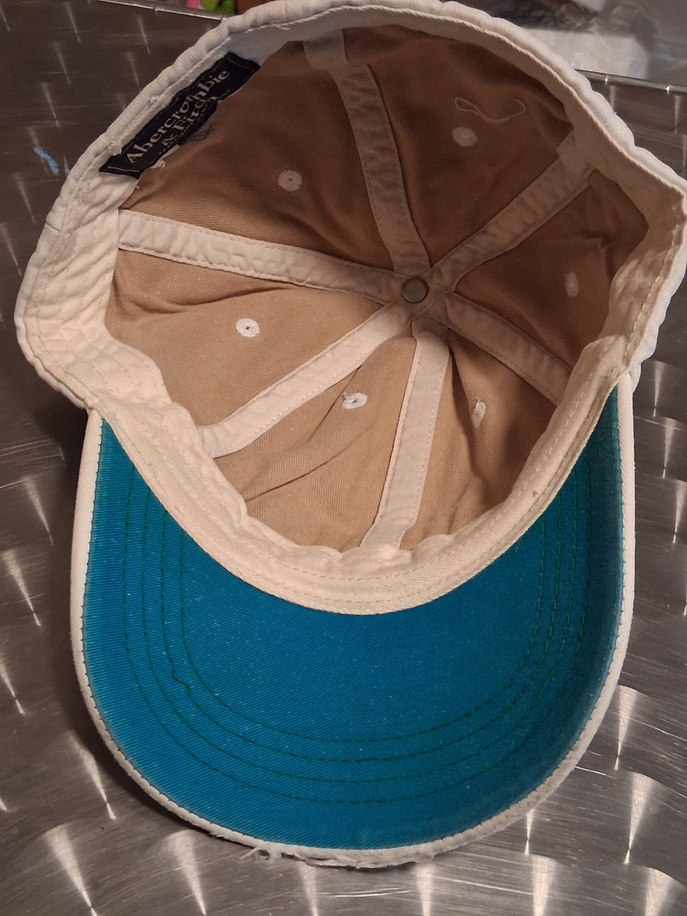 Abercrombie & Fitch Ivory Baseball Cap with Black Embroidery - Picture 6 of 7
